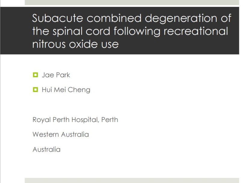 Subacute combined degeneration of the spinal cord following recreational NO use